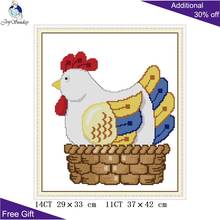 Joy Sunday Hen Hatching Eggs DA450 14CT 11CT Counted and Stamped Chicken Home Decor Embroidery DIY Cross Stitch kits 2024 - buy cheap
