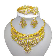 Ornamento de casamento africano indiano 24k, conjuntos de joias de ouro para mulheres, presentes de casamento africano, colar de brincos 2024 - compre barato