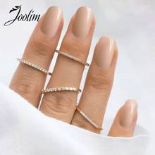 Joolim-anillo de acero inoxidable chapado en oro para mujer, sortija con Micro pavé de cristal, joyería 2020 2024 - compra barato