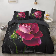 Euro Family sets Bed linen set for home Bedding Set Blanket cover 150*200 200*220 size Bedspread 7pcs Black Red rose drop ship 2024 - buy cheap