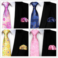 T115-136 Mans Tie Floral 100% Silk Jacquard Necktie Geometric Gravata Corbatas Hanky Tie Set for Men Formal Wedding Party 8CM 2024 - buy cheap