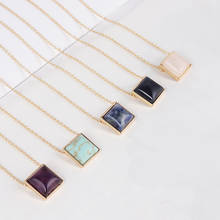 Exquisite Square Natural Stone Pendant Necklace Personality Female Wedding Clavicle Chain Fashion Ladies Party Jewelry Girl Gift 2024 - buy cheap