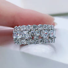Anel de prata esterlina de luxo feminino, pedra de diamante de laboratório, anel de noivado, cristal, pequeno, coração, anéis de casamento para mulheres 2024 - compre barato
