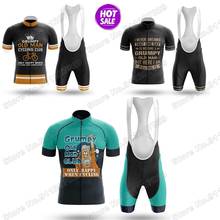 2021 Grumpy Old Man - Men's Cycling Jersey Set Summer Cycling Clothing Road Bike Suit Mountain Bicycle Shirt Bib Shorts MTB Ropa 2024 - buy cheap