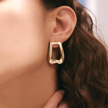 AENSOA 2022 New Fashion Minimalist Hollow Geometric Drop Earrings for Women Simple Gold Color Metal Earrings Jewelry Wholesale 2024 - buy cheap