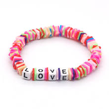 Go2Boho LOVE Letter Bracelets On hand Jewelry 2020 Heishi Bracelet For Women Boho Polymer Clay Square Beads Colorful Summer 2024 - buy cheap