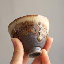 Tazas de té de estilo japonés para horno de cerámica, cuenco de té Retro con pigmento, juego de vino, 75ML 2024 - compra barato