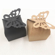 24pcs/Lot Brown and Black Butterfly Shaped Cardboard Kraft Paper Boxes For Little Dessert Pastry Container Paper Handmade Boxes 2024 - buy cheap