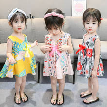 Vestidos de verano sin mangas para bebés y niñas, ropa informal con estampado Floral de hojas y lazo, novedad de 2021 2024 - compra barato