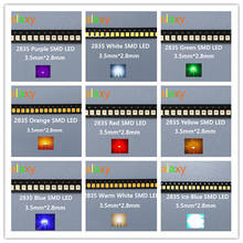 Diodos LED SMD 500, 2835 unids/lote, Kit de diodos LED SMD 3528, verde, rojo, blanco cálido, azul hielo, amarillo, rosa, morado, UV, naranja 2024 - compra barato