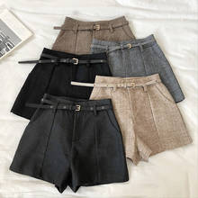 Shorts feminino casual de verão, liso e moderno, estilo coreano, vintage, com botão, faixa de mosca, bolsos 2024 - compre barato