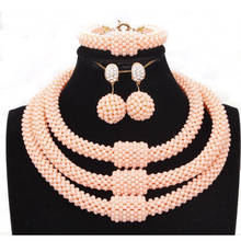 Dudo African Bridal Jewelry Set For Women Acrylic Peach Beads 3 Layers Balls Design Nigerian Jewellery Set 2020 Fashion 3 Pcs 2024 - buy cheap