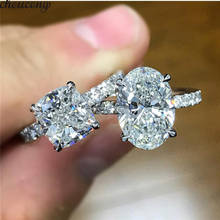 Chucong anel de prata esterlina 925, corte oval com almofada aaaaa cz pedra promessa anéis de casamento para mulheres festa joias de dedos 2024 - compre barato