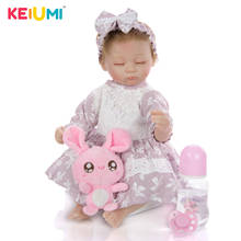 Keiumi adorável bebê renascer realista dormindo boneca 17 Polegada 42 cm bonecas do bebê renascer com pano corpo diy boneca crianças surpresa 2024 - compre barato