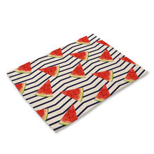 Watermelon Pattern Kitchen Placemat Colorful Dining Table Mats Cotton Linen Drink Coasters Western Pad Cup Mat 42*32cm 2024 - buy cheap