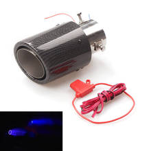 35-61mm Inlet Car Exhaust Muffler Pipe Tip Carbon Fiber Look w/ Blue LED Light Universal 2024 - buy cheap