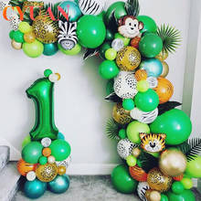 CYUAN-Globos verdes de arco Safari, decoración de fiesta de cumpleaños para niños, guirnalda de globos de animales, decoración para Baby Shower, 109 Uds. 2024 - compra barato