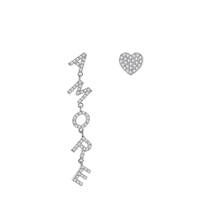 Classic Long Letters Full Zirconia Earrings for Women Silver Plated Cute Love Heart Stud Earrings Bohemian Jewelry Accessories 2024 - buy cheap