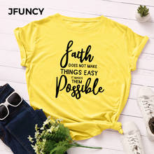 JFUNCY размера плюс летние женские футболки 100% хлопок креативная футболка с буквенным принтом Футболка "мама" с коротким рукавом, свободная женская футболка 2024 - купить недорого