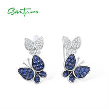 SANTUZZA Silver butterfly Earrings for Women Blue White Cubic Zirconia Women Earrings  Pure 925 Sterling Silver Fashion Jewelry 2024 - buy cheap