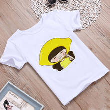 Новинка; летняя детская футболка; забавная футболка с лимоном для девочек; модная футболка для мальчиков с забавными фруктами; красивая белая футболка с круглым вырезом для малышей 2024 - купить недорого