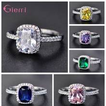 Anéis de cristal brilhante femininos, mais novo design de vários tipos de anéis de prata esterlina 925 genuína de alta qualidade para casamento 2024 - compre barato