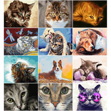 Azqsd pintura por número kits de lona animal decoração para casa decoração 40x50cm imagens por números gato pintado à mão presente 2024 - compre barato