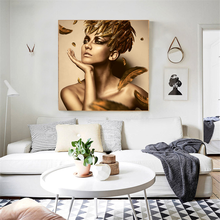 Sexy Nude African Art Black and Gold Woman Oil Painting on Canvas Cuadros Posters and Prints Wall Art Picture for Living Room 2024 - buy cheap