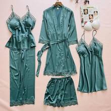 Sexy Women Robe Set Kimono Gown Spring Summer Sleep Suit Nightwear Lace Trim Nightgown Loose Casual Home Clothes Satin Bathrobe 2024 - buy cheap