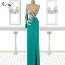 Элегантный Тиффани коктейльное платье зеленого цвета с Бисер арабский для выпускного на одно плечо Платья для вечеринок, комплект вечерней одежды для Длинные Русалка вечернее платье 2024 - купить недорого