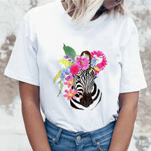 90's Girl Harajuku T shirt Summer Casual T-shirt O-neck short sleeve Lady Tshirt fun cartoon zebra print t-shirt women mujer 2024 - buy cheap