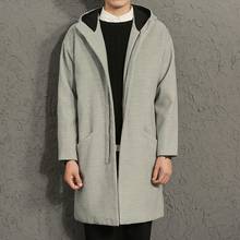 Мужские приталенные тренчи средней длины Harajuku, весенне-осенние повседневные мужские пальто на молнии с длинным рукавом и карманами, уличная одежда 2024 - купить недорого