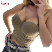 Prowow-Camiseta ajustada Sexy para mujer, Top corto, ropa de Color liso, trajes de calle para mujer 2021 2024 - compra barato