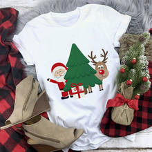 New kawaii reindeer t shirt women fashion Christmas Harajuku Short Sleeve t-shirt female Tumblr Tee shirt 2024 - buy cheap