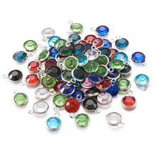 100 pçs encantos de vidro pingente cor misturada facetada plana redonda para fazer jóias diy pulseira colar suprimentos 12x8.5x4mm 2024 - compre barato
