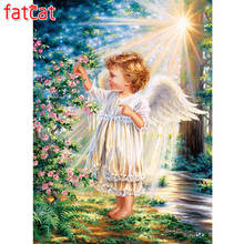 FATCAT 5d diy Diamond Painting Angel with flowers Diamond Embroidery Kids Full Square Round Drill Mosaic stickers decor AE617 2024 - buy cheap