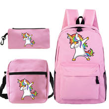 Unicorn School Bags for Teenagers Girls Women Unicorn Laptop Backpack with Pencil Case Shoulder Bag Boy Man Travel Backpack 2024 - compre barato