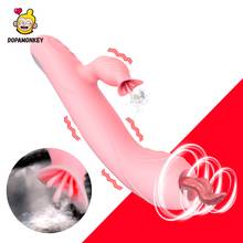 Vibrador telescópico para mulher, brinquedo para estímulo do clitóris, masturbação, sexo oral, orgasmo, ponto g, aquecimento, língua dupla, vibrador 2024 - compre barato