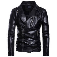 New Brand Leather Jacket Men British Style Bomber Leather Jacket Autumn Motorcycle Leather Jacket Male Fashion PU Coat Big Size 2024 - buy cheap