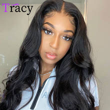 Tracy-Peluca de cabello humano ondulado con encaje Frontal, 13x4x1, Parte en T, pelo de bebé prearrancado, peluca de encaje Remy peruano 2024 - compra barato