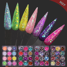 12 Boxes/set Nail  Laser Colorful  Laser ultra-thin wafer Nail Glitter Irregular Nail Design Sequins For Nail Art Decoration 2024 - buy cheap