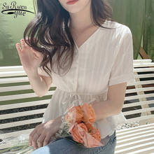 Embroidery Shirt Summer White Blouses Casual Short Sleeve Girls Blouse Linen Cotton Lace Up Plus Size Women Tops Femme 10108 2024 - buy cheap