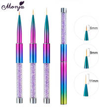 Monja 3Pcs/Set Rhinestone Colorful Handle Nail Art Liner Painting French Brush Stripe Lines Flower DIY Drawing Pen Manicure Tool 2024 - купить недорого