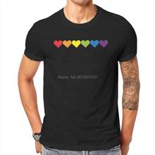 Rainbow Pride Hearts Essential Tshirt Top Graphic Men Classic Homme Summer Men's Clothes Cotton Harajuku T Shirt 2024 - buy cheap