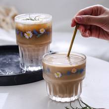 Criativo café caneca de vidro ins estilo daisy café da manhã leite copo de café cristal transparente resistente ao calor copo casa drinkware 2024 - compre barato