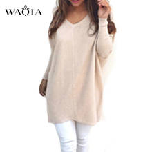 2019 Spring Autumn Cashmere Sweaters Fashion Sexy V-neck  Long Sleeve Sweater Female Loose Casual Knitted Pullover Plus Size 2024 - buy cheap