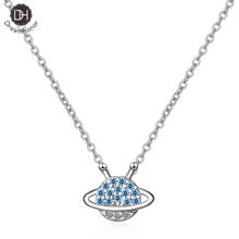 Dreamhonor Silver Color Women's Fashion New Jewelry Crystal Zircon Fantasy Blue Planet Star Pendant Necklaces 2024 - buy cheap