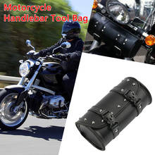 Black Pannier Saddle Bags Tools PU Leather Motorcycle Roll Tool Pouch Snap Buckle Fork Handlebar Sissy Bar Bag 2024 - buy cheap