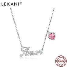 LEKANI 925 Sterling Silver Jewelry For Women Necklace Red Heart Austria Crystal Letter Amor Pendant Necklaces Engagement Gift 2024 - buy cheap