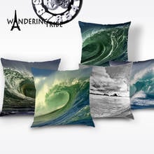 Marine Throw Pillow Cover Blue Ocean Shabby Chic Cushion Cases Sea Pillows Covers White 45 * 45 Custom Decor Cushions Case Cojin 2024 - buy cheap